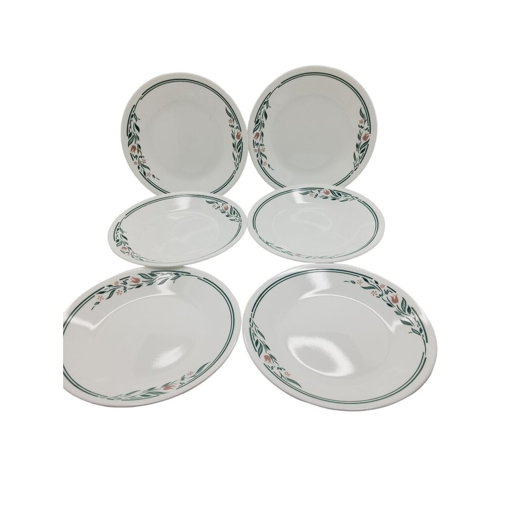 vintage corelle rosemarie set of 6 bread and butter plates.